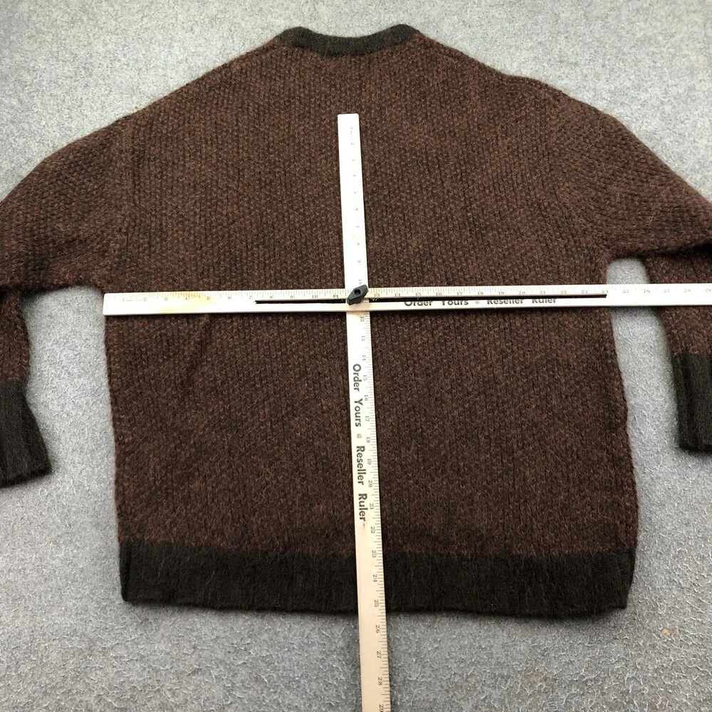 Banana Republic Sweater Mens Medium Brown Fuzzy Chunky Knit Crewneck Heavyweight